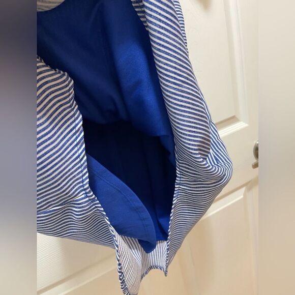 Monteau Womens Dress Size S Stripes Blue White Waist Band Pockets - Picture 4 of 7